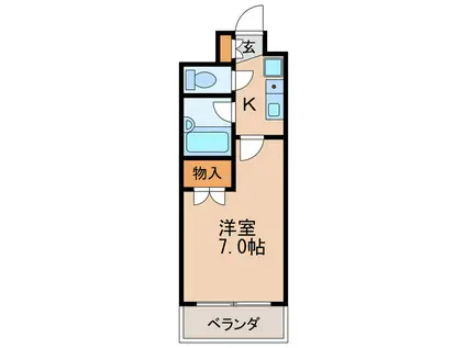 ビハ-ラ白壁(1K/2階)の間取り写真