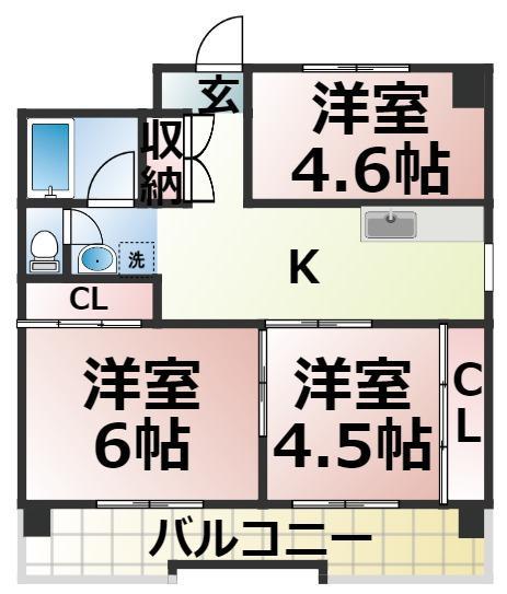 マルイチビル(3K/4階)の間取り写真