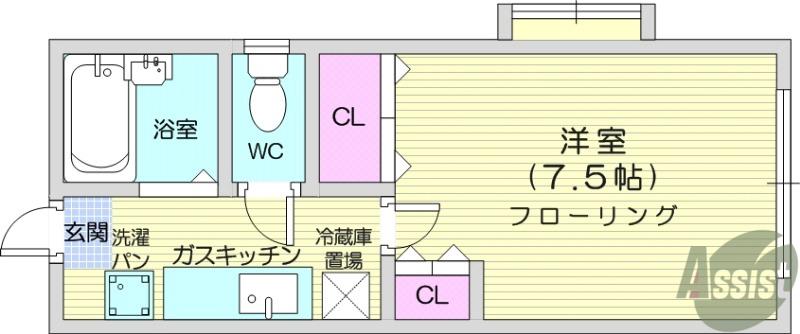 マルシェみずほ台(1K/2階)の間取り写真