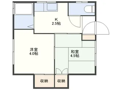 カーサ高野(2K/1階)の間取り写真