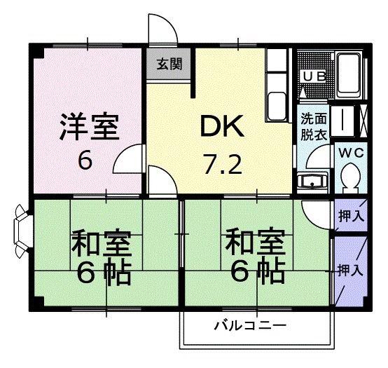 ハイツトミー(3DK/2階)の間取り写真