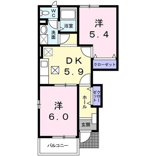 サンリットグローブA棟(2DK/1階)の間取り写真