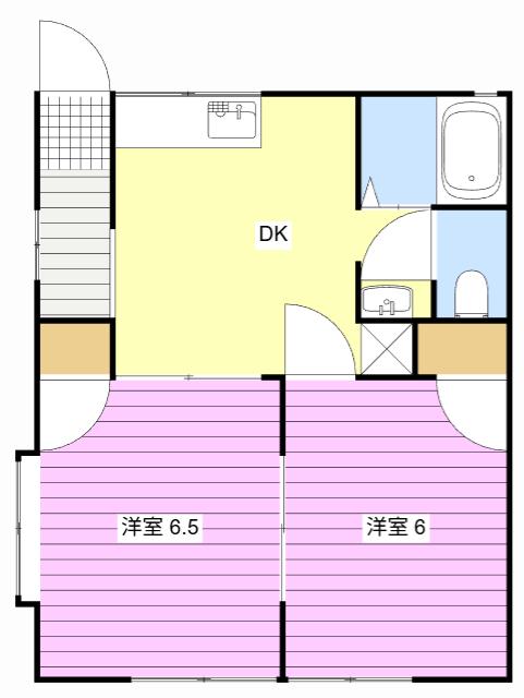 グリーンハイツC(2DK/1階)の間取り写真