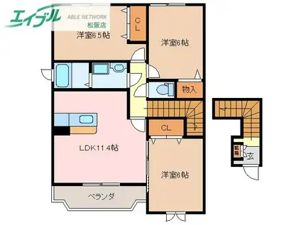 ヴィラ・マ-サ(3LDK/2階)の間取り写真