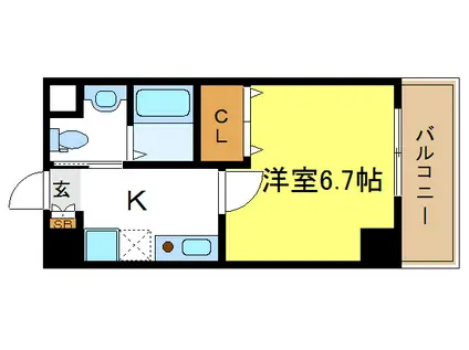 ラ・フォーレ喜連瓜破(1K/6階)の間取り写真