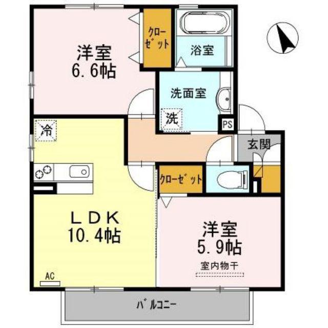 マルモカオンA棟(2LDK/2階)の間取り写真