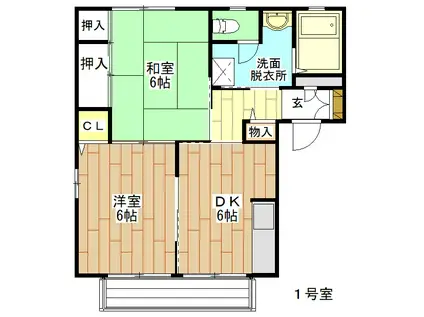 アニバーサリーOHTA(2DK/2階)の間取り写真