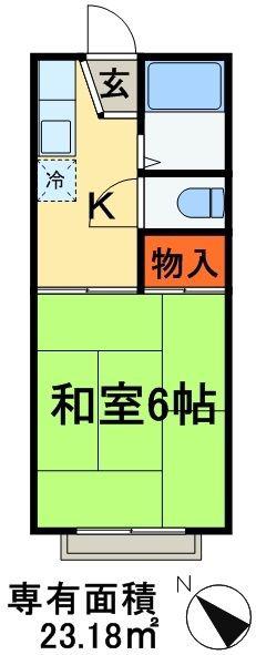 コーポユタカ(1K/2階)の間取り写真