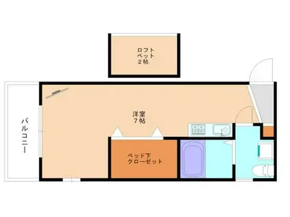 アパートメント・スクエア3番館(ワンルーム/2階)の間取り写真
