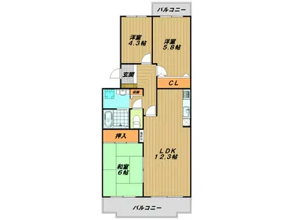 サンテラス池上(3LDK/3階)の間取り写真