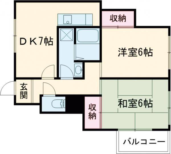 マンション大和(2DK/2階)の間取り写真