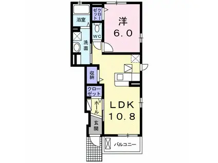 カルムコリーヌⅡ(1LDK/1階)の間取り写真