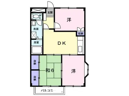 エグゼサカエA(3DK/2階)の間取り写真