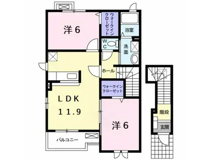 プラシードIV(2LDK/2階)の間取り写真