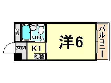 プリエール名神尼崎(ワンルーム/1階)の間取り写真
