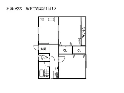 木城ハウス(2DK/2階)の間取り写真