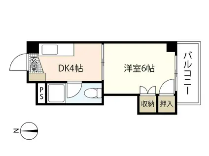 栗原ビル(1DK/2階)の間取り写真