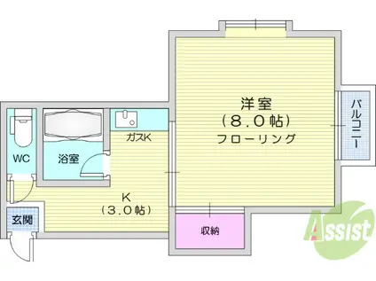 メゾンドボヌール(1K/1階)の間取り写真