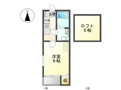 アルコバレーノ(1K/2階)の間取り写真