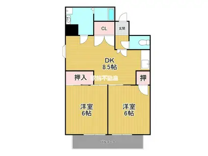 カーサオガワ(2DK/3階)の間取り写真