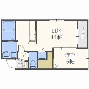 モルティーニ南郷(1LDK/1階)の間取り写真