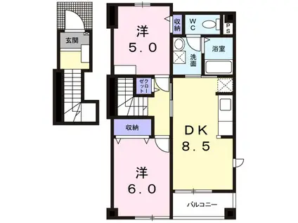 シュールメゾン・I(2DK/2階)の間取り写真