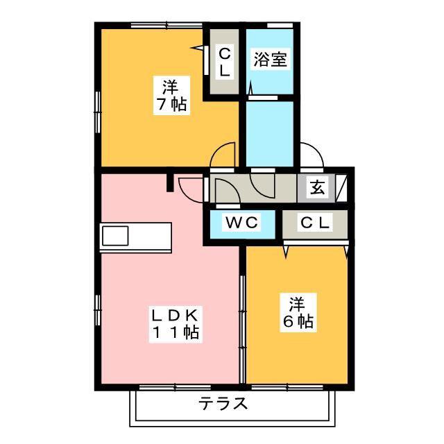 ジュリエッタ B(2LDK/1階)の間取り写真