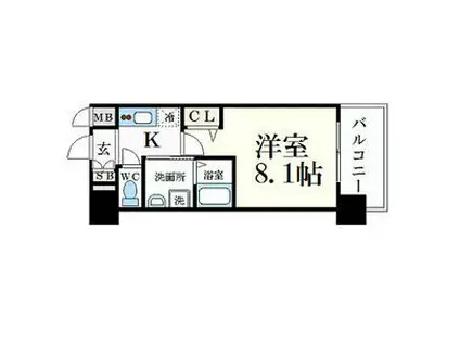 プレサンス名古屋STATIONサティナ(1K/9階)の間取り写真