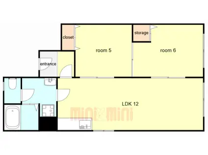 北夙川ハイツ(2LDK/3階)の間取り写真
