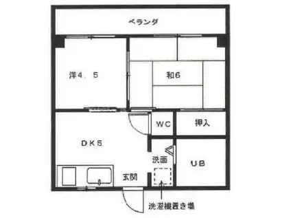 スカイハイツ五和(2DK/2階)の間取り写真