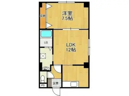 カサデクエルノII(1LDK/3階)の間取り写真