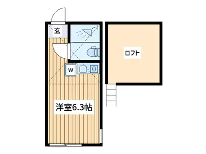 ユナイト東白楽ポルナレフ(ワンルーム/1階)の間取り写真