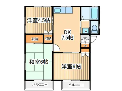 サニープレス(3DK/2階)の間取り写真