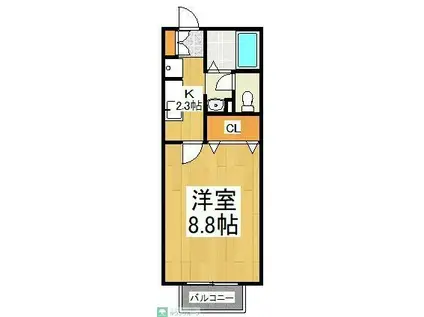 セレ元町(1K/2階)の間取り写真