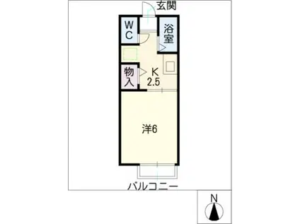 フォンテーヌ城北(1K/2階)の間取り写真