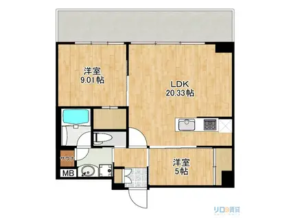 プレジオ宝塚ASIAN(2LDK/2階)の間取り写真