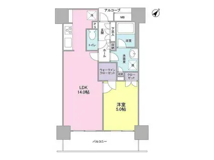 ラサンテ五反田(1LDK/10階)の間取り写真