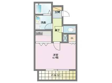 プレサンス三宮花時計前(ワンルーム/12階)の間取り写真