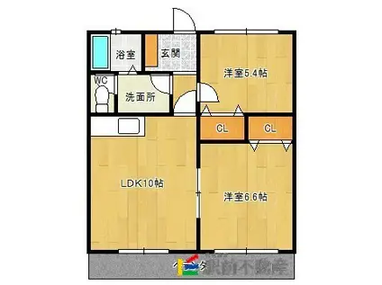 3MILES(2LDK/3階)の間取り写真