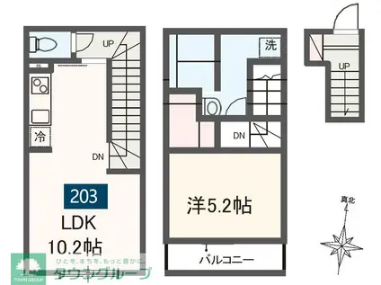 MELDIA岩槻II(1K/2階)の間取り写真