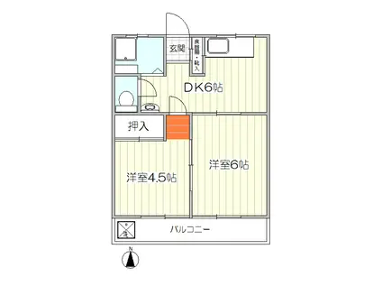 第1オパールマンション(2DK/3階)の間取り写真
