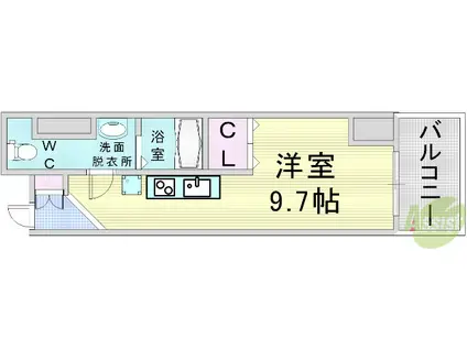 88松ヶ枝ウイング(ワンルーム/2階)の間取り写真