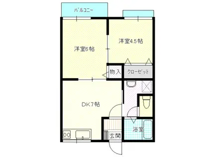 ビバライフ海南(2DK/2階)の間取り写真