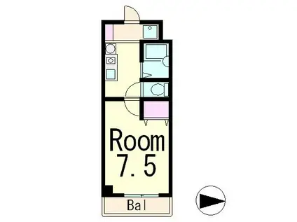 アルカディア堂山(1K/2階)の間取り写真