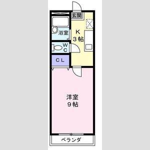 セレーノ国見(1K/2階)の間取り写真
