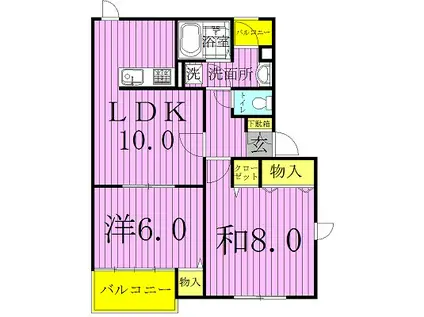 ファンタジーB(2LDK/1階)の間取り写真