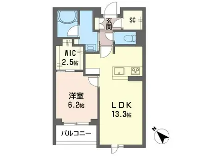 シャーメゾン55-1美園(1LDK/3階)の間取り写真