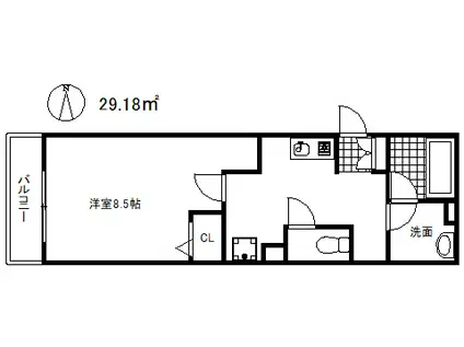 シティスパイア神戸元町1(1K/8階)の間取り写真