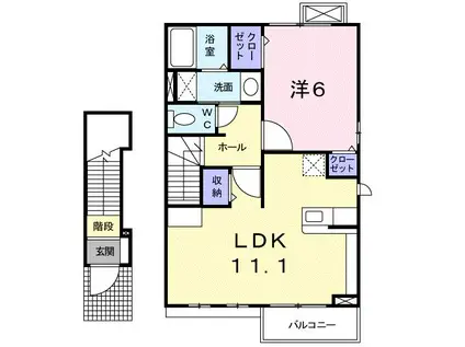 コンフォート ヴィラ(1LDK/2階)の間取り写真