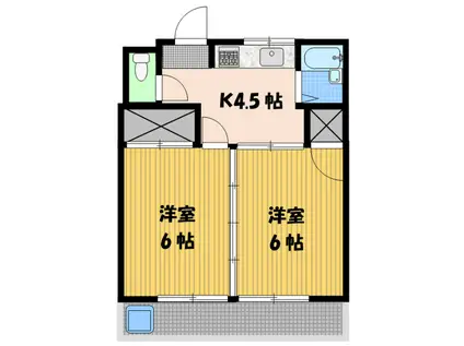 山水コーポ(2K/1階)の間取り写真